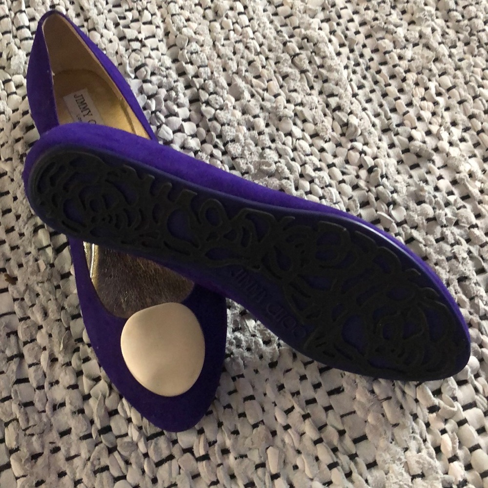 Jimmy Choo - Wray Sue Ballet Flats - Violet Suede Flats with Gold Accents 40.5 - Picture 6 of 10